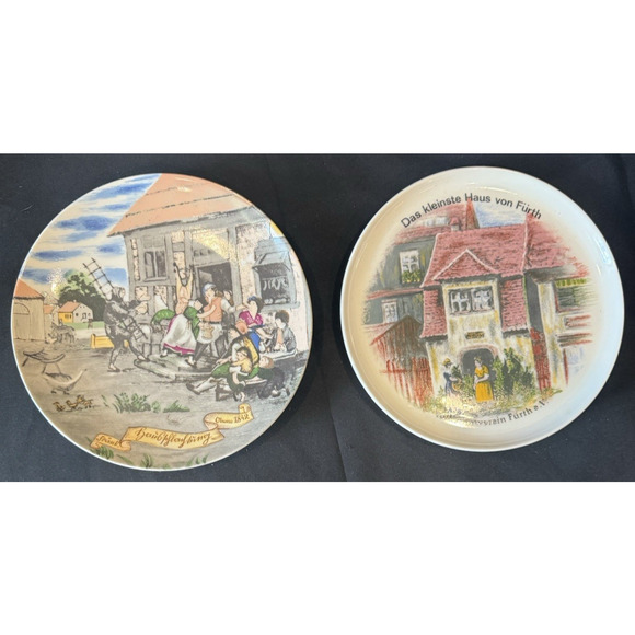 Vintage German Collector Plates Lot 13 Plates 7 1/2" Wandertag Animals Travel - Picture 8 of 9